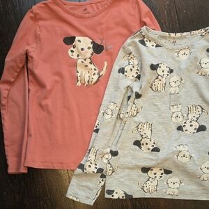 H&M Kids' Pink and Gray Dog Print Long Sleeve Tops
